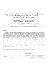 A Multi-Proxy Geochemical Investigation of the Early Paleocene (Danian) Continental Palaeoclimate at the Fontllonga-3 Site (Sout