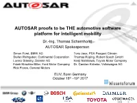 "AUTOSAR Proofs to Be the Automotive Software Platform For