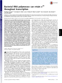 Bacterial RNA Polymerase Can Retain Σ Throughout Transcription