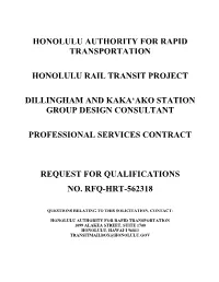 Dillingham and Kaka'ako Station Group Design Consultant