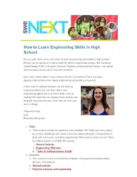 How to Learn Engineering Skills in High School