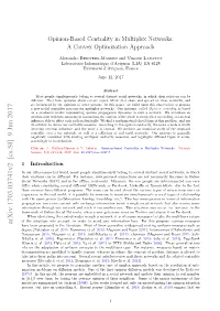 Opinion-Based Centrality in Multiplex Networks: a Convex Optimization Approach