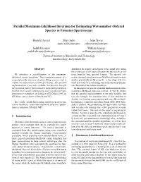 Parallel Maximum-Likelihood Inversion for Estimating Wavenumber-Ordered Spectra in Emission Spectroscopy