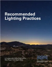 Recommended Lighting Practices