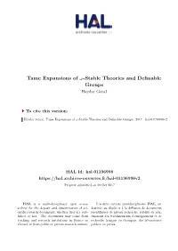 Stable Theories and Definable Groups Haydar Göral