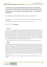 The Internet As a Source of Information About Local Agro - Food Products