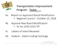 Transportation Improvement Program - Today