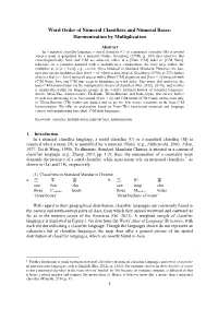 Word Order of Numeral Classifiers and Numeral Bases: Harmonization by Multiplication