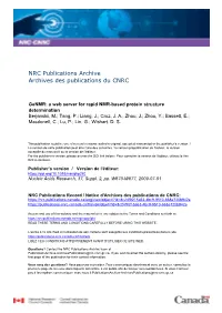 A Web Server for Rapid NMR-Based Protein Structure Determination Berjanskii, M.; Tang, P.; Liang, J.; Cruz, J