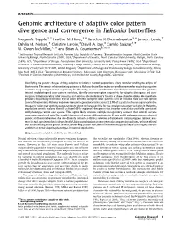 Genomic Architecture of Adaptive Color Pattern Divergence and Convergence in Heliconius Butterflies