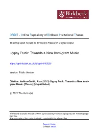 Gypsy Punk: Towards a New Immigrant Music