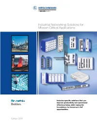 Industrial Networking Solutions for Mission Critical Applications