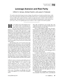 Leverage Aversion and Risk Parity Clifford S