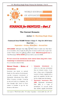 Mutual Funds Along with a Basic Terminology Or Nomenclature in the Last Issue