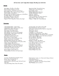 Summer 2020 AP Lit Reading List