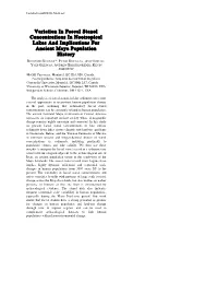 Variation in Faecal Stanol Concentrations in Neotropical Lakes and Implications for Ancient Maya Population History