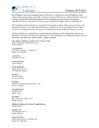 Board of Trustees Is Comprised of Some of Washburn’S Most Talented and Respected Donors and Leaders