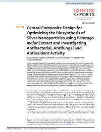 Central Composite Design for Optimizing the Biosynthesis Of