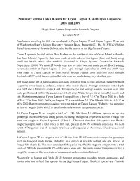 Summary of Fish Catch Results for Cayou Lagoon E and Cayou Lagoon W, 2008 and 2009