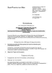 Tagesordnung Der 4. Sitzung Des OBR 6 Am 07.09.2021