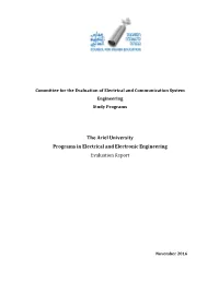 The Ariel University Programs in Electrical and Electronic Engineering Evaluation Report