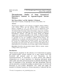 Thermodynamic Studies of Some Symmetrical Electrolyte's Solution
