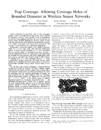 Allowing Coverage Holes of Bounded Diameter in Wireless Sensor