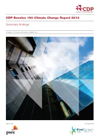 CDP Benelux 150 Climate Change Report 2013 Summary Findings