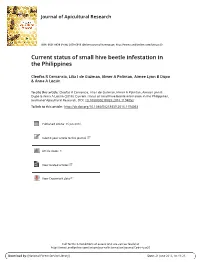 Current Status of Small Hive Beetle Infestation in the Philippines