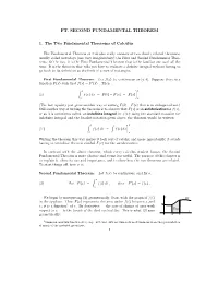 FT. the Second Fundamental Theorem of Calculus