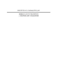 Institute of Comparative Law Serbian Law in Transition