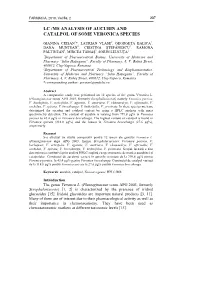 Lc /Ms Analysis of Aucubin and Catalpol of Some Veronica Species