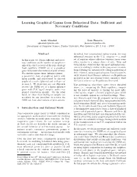 Learning Graphical Games from Behavioral Data: Suﬃcient and Necessary Conditions