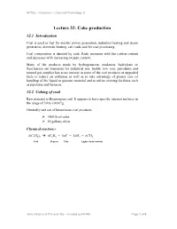 Lecture 32: Coke Production
