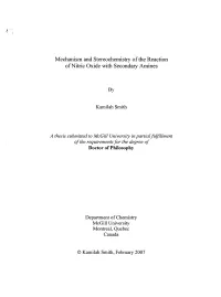 Mechanism and Stereochemistry of the Reaction Ofnitric Oxide with Secondary Amines