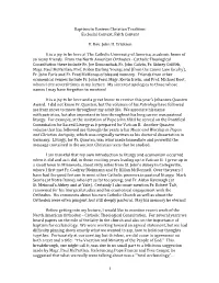 Quasten Lecture Baptism in Eastern Christian Tradition