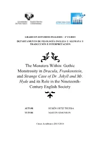 The Monsters Within: Gothic Monstrosity in Dracula, Frankenstein, and Strange Case of Dr