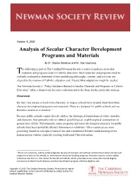 Analysis of Secular Character Development Programs and Materials