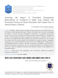 Assessing the Impact of Watershed Management Interventions on Livelihood of Small- Scale Farmers and Ecosystem Services in Choke