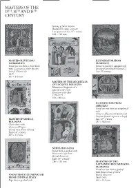 Masters of the 13Th, 14Th and 15Th Century