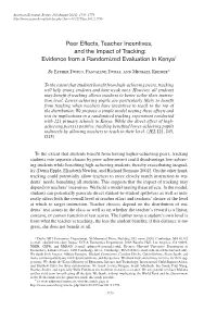 Peer Effects, Teacher Incentives, and the Impact of Tracking: Evidence from a Randomized Evaluation in Kenya†