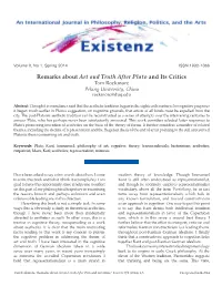 Rockmore, "Remarks About Art and Truth After Plato and Its Critics