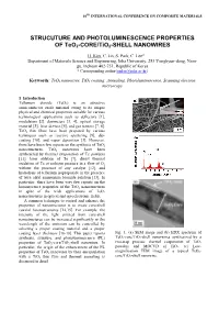 STRUCUTURE and PHOTOLUMINESCENCE PROPERTIES of Teo2-CORE/Tio2-SHELL NANOWIRES