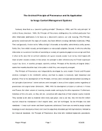 The Archival Principle of Provenance and Its Application to Image