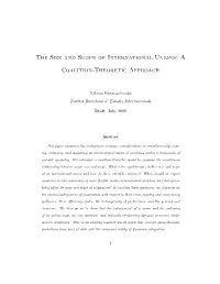 A Coalition-Theoretic Model to Examine the Equilibrium Relationship Between Union Size and Scope