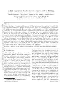 A High Temperature W2B Cermet for Compact Neutron Shielding