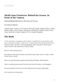 Afrolit Sans Frontieres: Behind the Scenes, in Front of the Camera