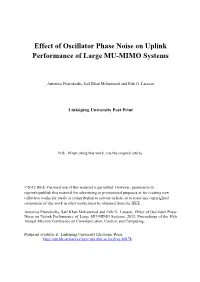 Effect of Oscillator Phase Noise on Uplink Performance of Large MU-MIMO Systems