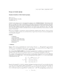Essays on Coxeter Groups Coxeter Elements in Finite Coxeter Groups