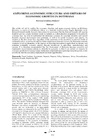 Exploring Economic Structure and Drivers of Economic Growth in Botswana